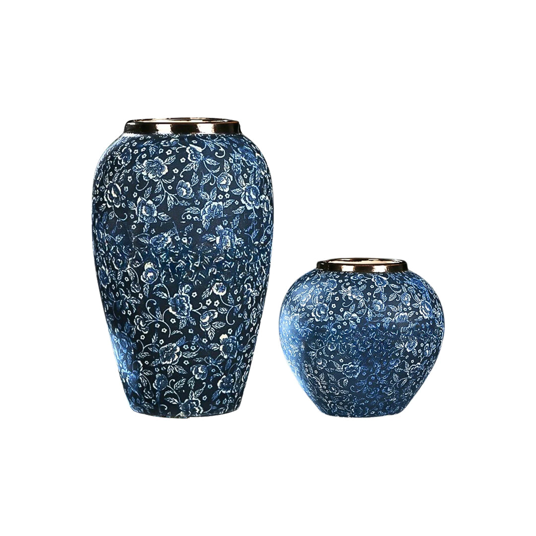 SOGA Home & Living Bundle – Blue with White Mini Floral Ceramic Vases for Elegant Home Decor-0