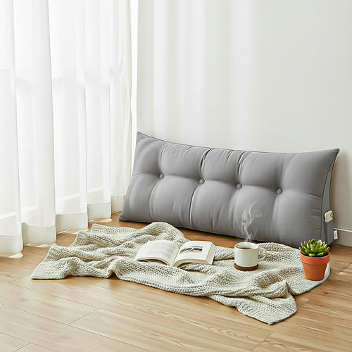 SOGA 2X 120cm Silver Triangular Wedge Bed Pillow Headboard Backrest Bedside Tatami Cushion Home Decor-1