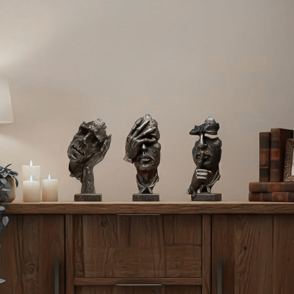 SOGA Home & Living Bundle – Abstract Resin Face Sculptures for Modern Art Home Decor-2