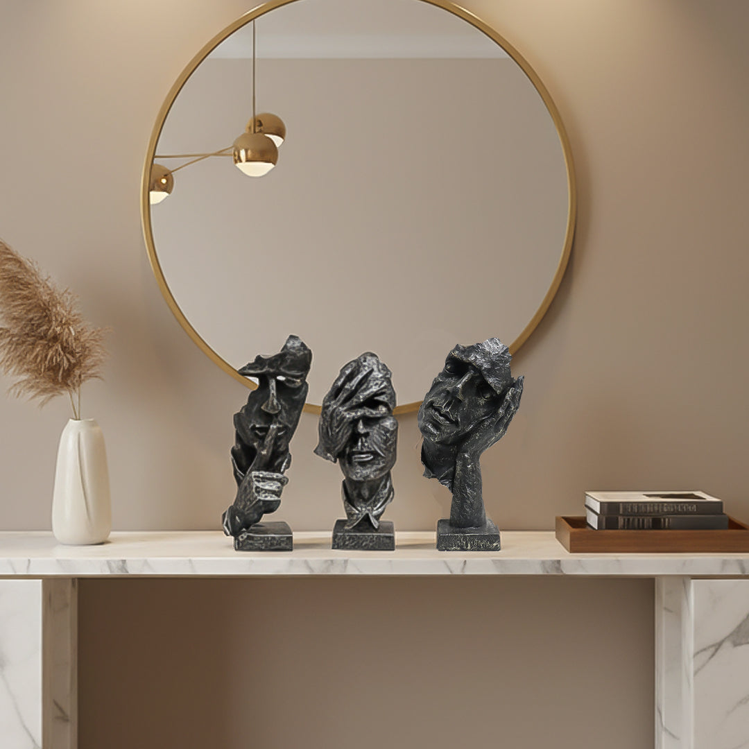 SOGA Home & Living Bundle – Abstract Resin Face Sculptures for Modern Art Home Decor-3