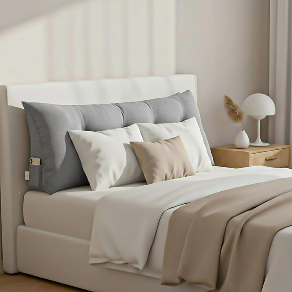 SOGA 2X 120cm Silver Triangular Wedge Bed Pillow Headboard Backrest Bedside Tatami Cushion Home Decor-4