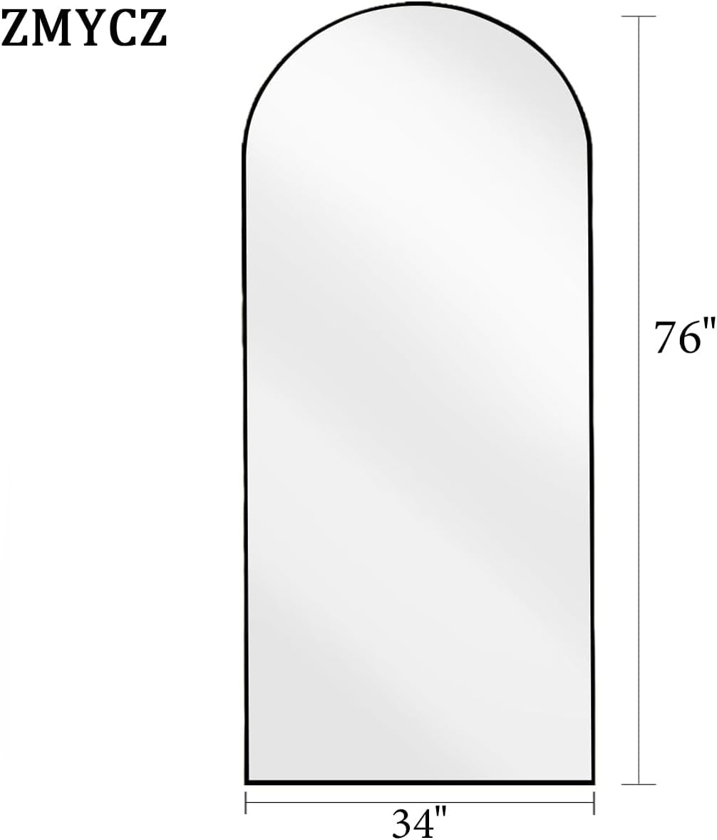 Oversize Black Arched Total Length Aluminum Mirror-3