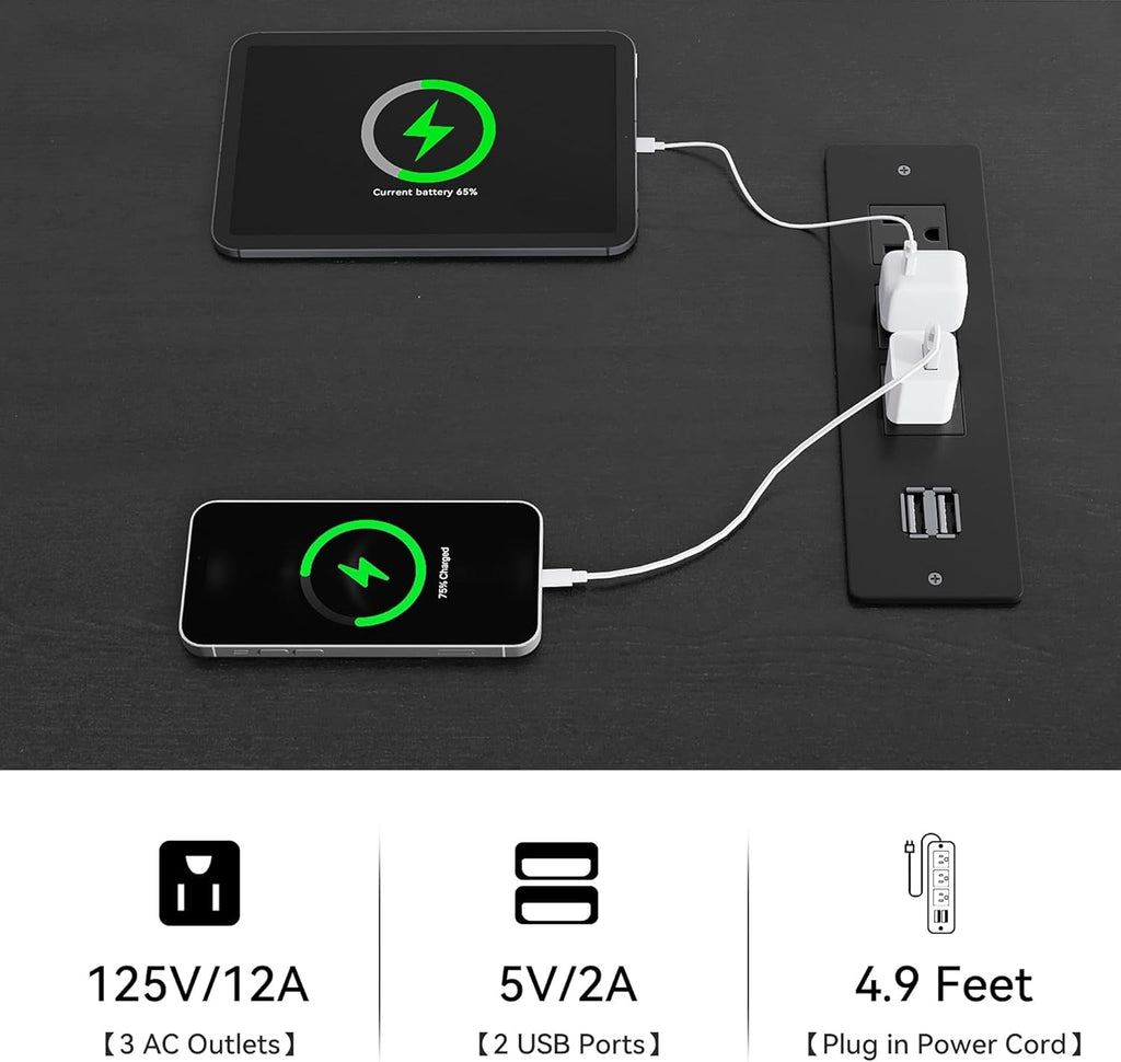 6 Drawer Dresser With Built In Power Outlet White And Black-4