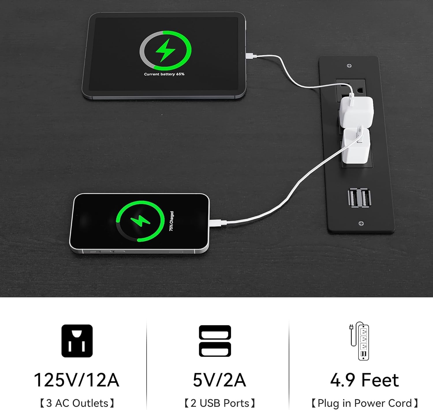 6 Drawer Dresser With Built In Power Outlet White And Black-4