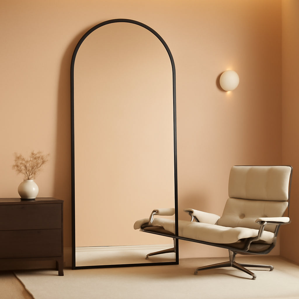 Oversize Black Arched Total Length Aluminum Mirror-0