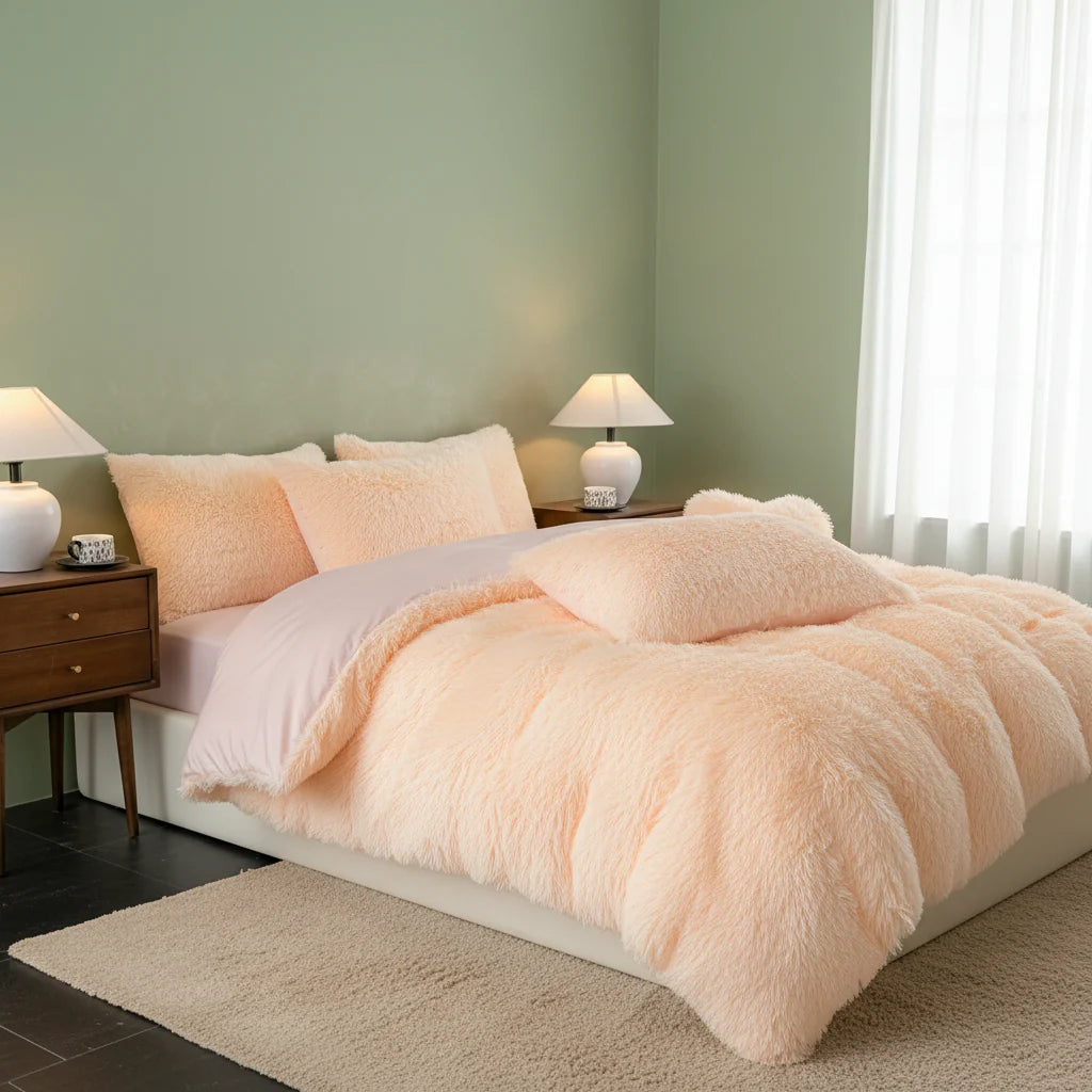 Soft and Breathable Home Four-Piece Bed Set, Polyester and Plush Fabric,-1