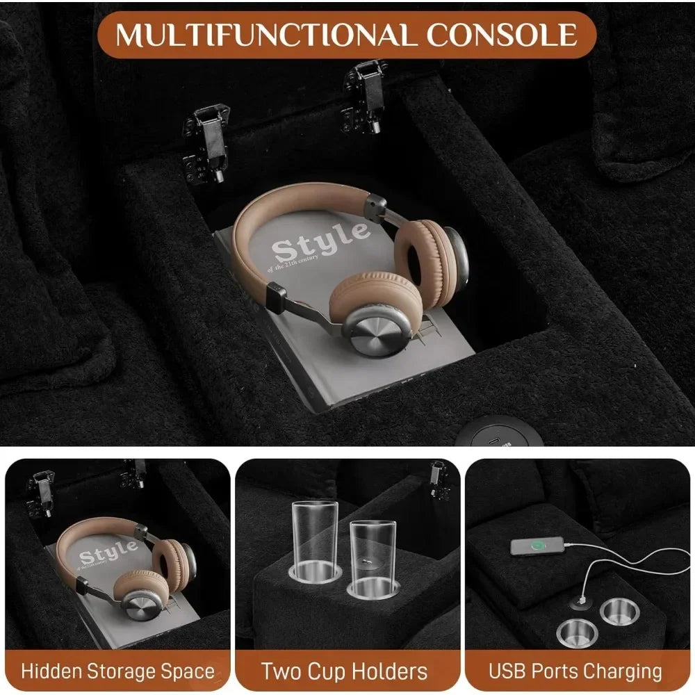 Comfy U Shape Cloud Couch - 124\" Chenille Sofa-2