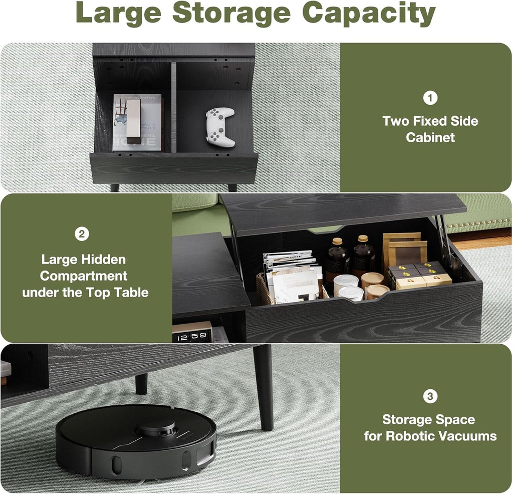 Black Wood Lift Top Coffee Table With Hidden Compartment-4