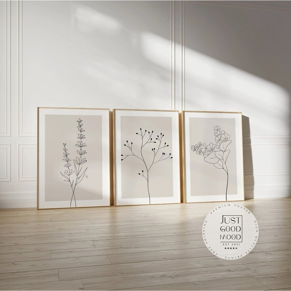 Blumen Minimalistisch Poster · Geschenkidee · Handgezeichnet · Abstract Flower · Line Art · Wand Deko · Deko Print ohne Rahmen-0