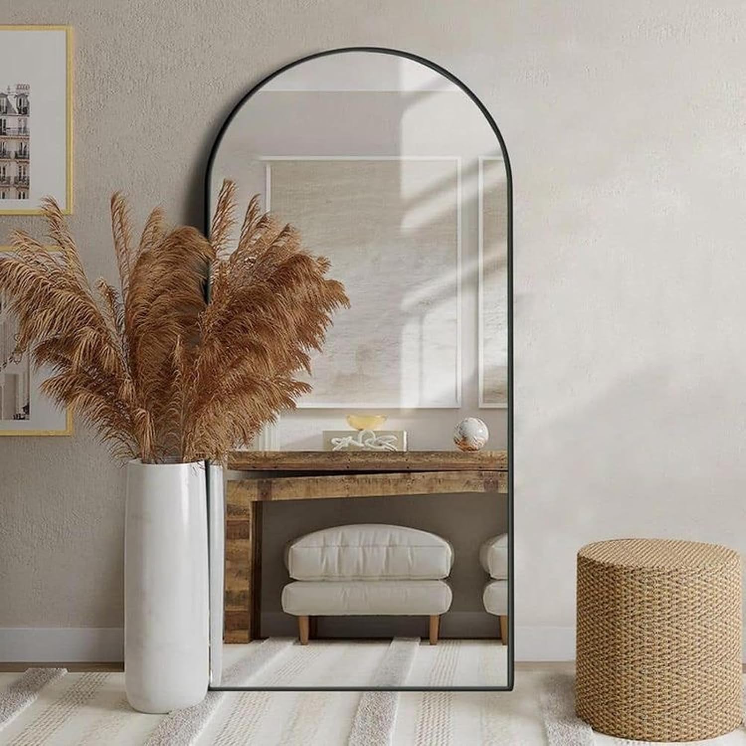 Oversize Black Arched Total Length Aluminum Mirror-2