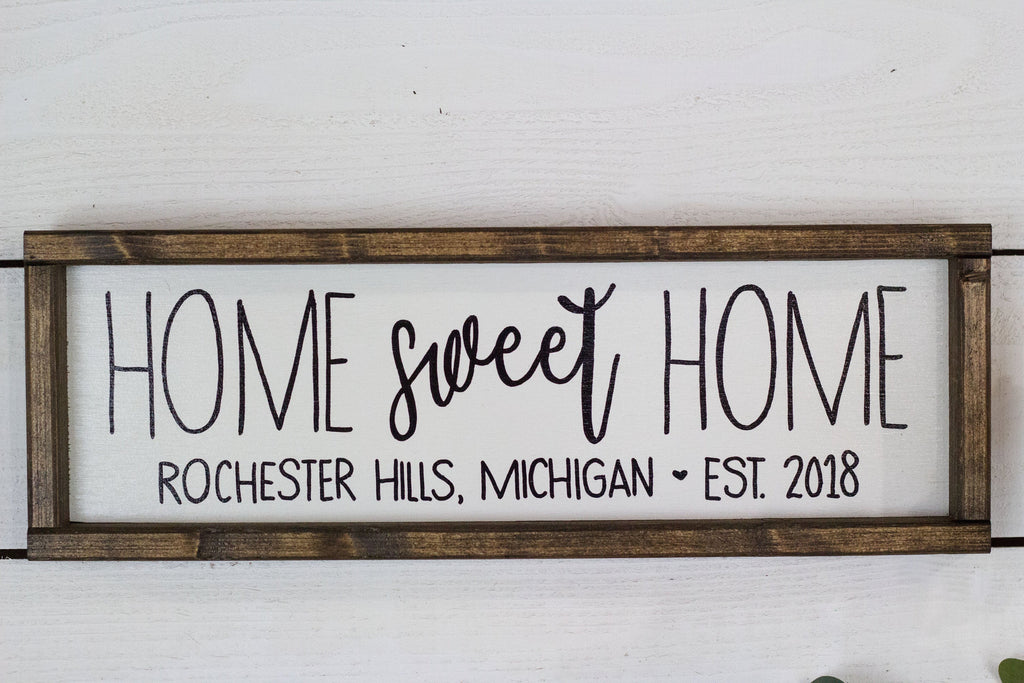 Home Sweet Home Sign with Location and Established Year - City, State Sign-3