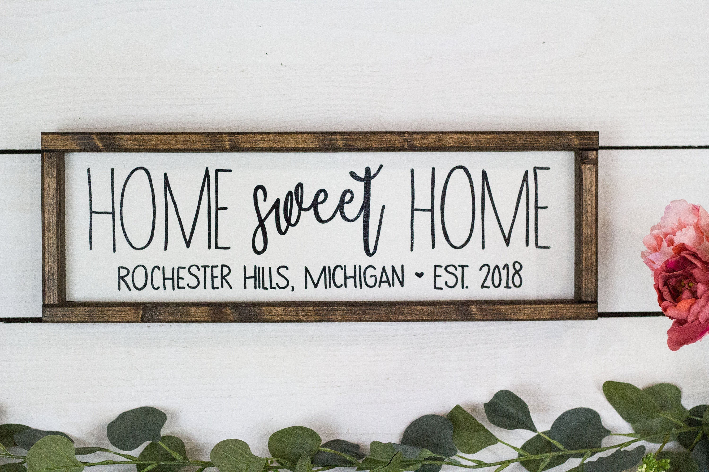 Home Sweet Home Sign with Location and Established Year - City, State Sign-1