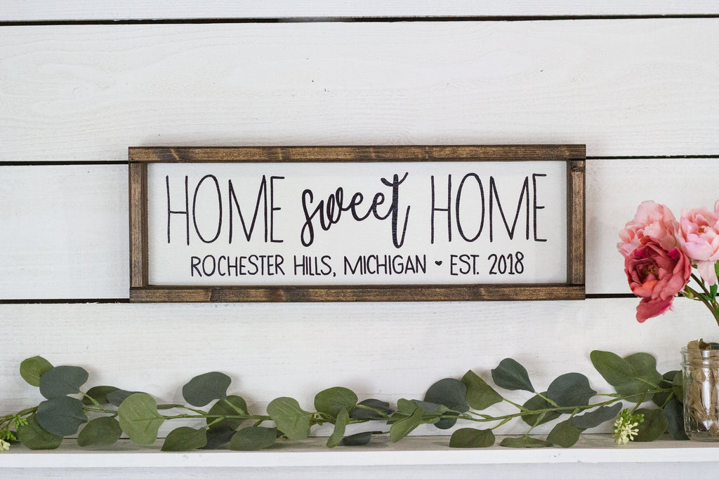 Home Sweet Home Sign with Location and Established Year - City, State Sign-0