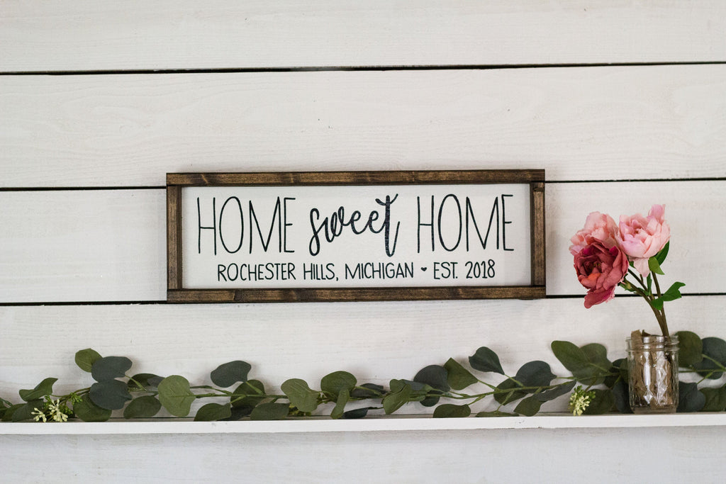 Home Sweet Home Sign with Location and Established Year - City, State Sign-4